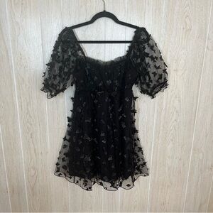 Thirty Thirty Black Butterfly Babydoll Dress